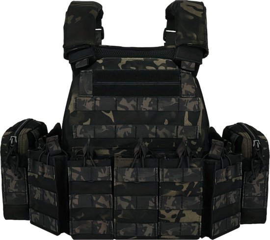 Livano Airsoft Kleding - Tactical Vest - Leger Vest - Indoor & Outdoor Airsoft Accesoires - Airsoft Gear - Paintball - Zwarte Camouflage