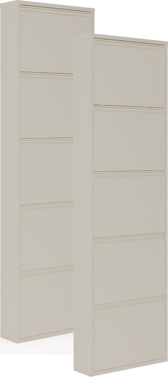 Schoenenkast Bodi 5-vaks Soft Beige (set van 2)