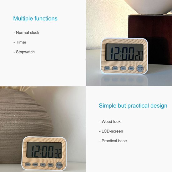 Digitale Keuken Timer Met LED Alarm – Professionele Stopwatch Met Magneet En Groot Scherm