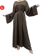 Livano Vêtements Islamiques - Abaya - Vêtements de Prière Femmes - Alhamdulillah - Jilbab - Khimar - Femme - Marron Foncé - Taille L