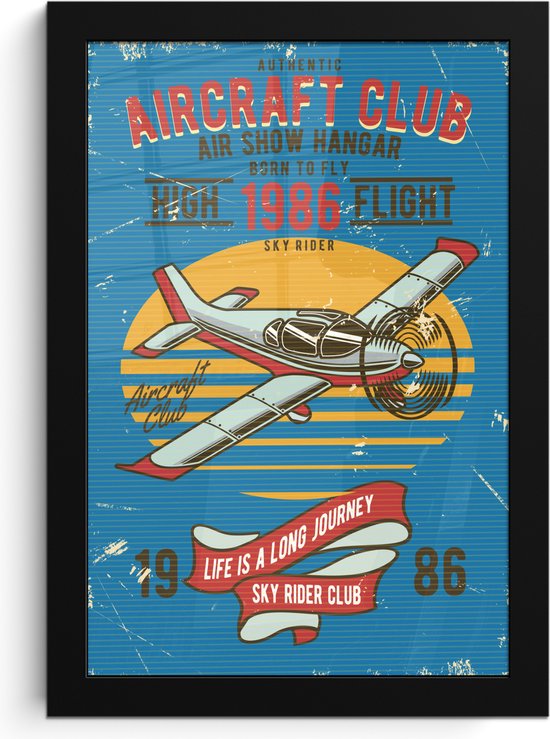 Fotolijst incl. Poster - Mancave - Vliegtuig - Vintage - Quotes - 20x30 cm - Posterlijst