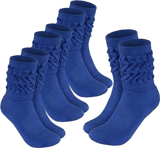 BRUBAKER 4 Paar Slouch Sokken - Dames Schoppersokken Voor Fitness, Yoga, Workout, Gymnastiek En Wellness - 4 Paar Gebreide Sportsokken Voor Vrouwen - Donkerblauw Maat 39-42 EU