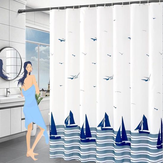 Imperméable à l'eau épais polyester rideau de douche tissu Polyester  imperméable rideaux de douche pour salle de bain lavable en Machine 