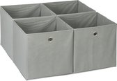 Panier de rangement Relaxdays - lot de 4 - rangement en tissu - paniers de placard - 30x30 cm - avec oeillet - gris