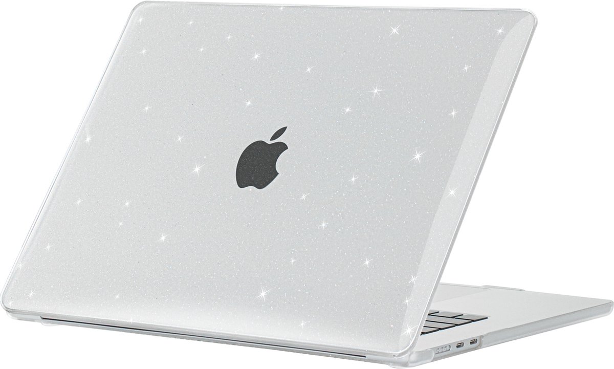 Mobigear Laptophoes geschikt voor Apple MacBook Air 15 Inch (2023-2025) Hoes Hardshell Laptopcover MacBook Case | Mobigear Sparkle - Wit - Model A2941 / A3114 / A3241