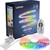 Ledvion Dimbare LED-strip 3M, RBG, 24V, 9W, Plug & Play, Incl. afstandsbediening, Instelbare kleurtemperatuur, 60 LED's/m, ingekort tot 20cm, 2 jaar garantie, Zonder 2 AAA-batterijen