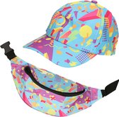 CEWROM Hip Hop-kostuumset, jaren 80 en 90 outfit, heren, rapperaccessoires, gangster-, dollarteken, gouden ketting, zonnebril, gouden ring, hippie-pooierkostuumset voor Halloween, carnaval, themafeest