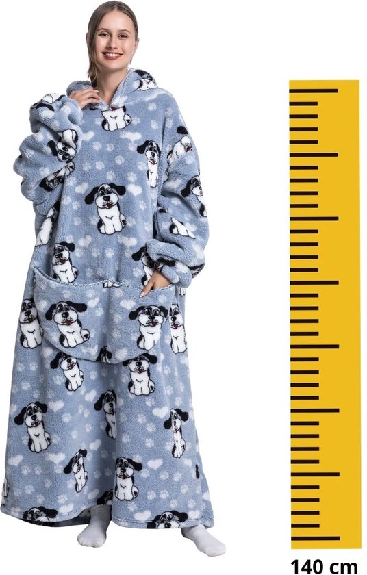 Honden fleece deken met mouwen en capuchon EXTRA lang fleece hoodie EXTRA lang . bol