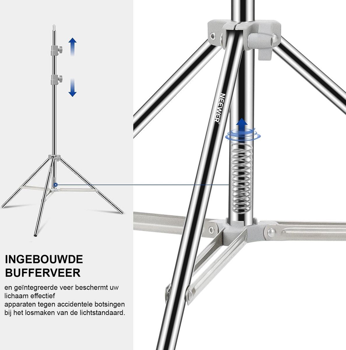 NEEWER 2 stuks Light Stand Kit, 102/260cm roestvrij staal