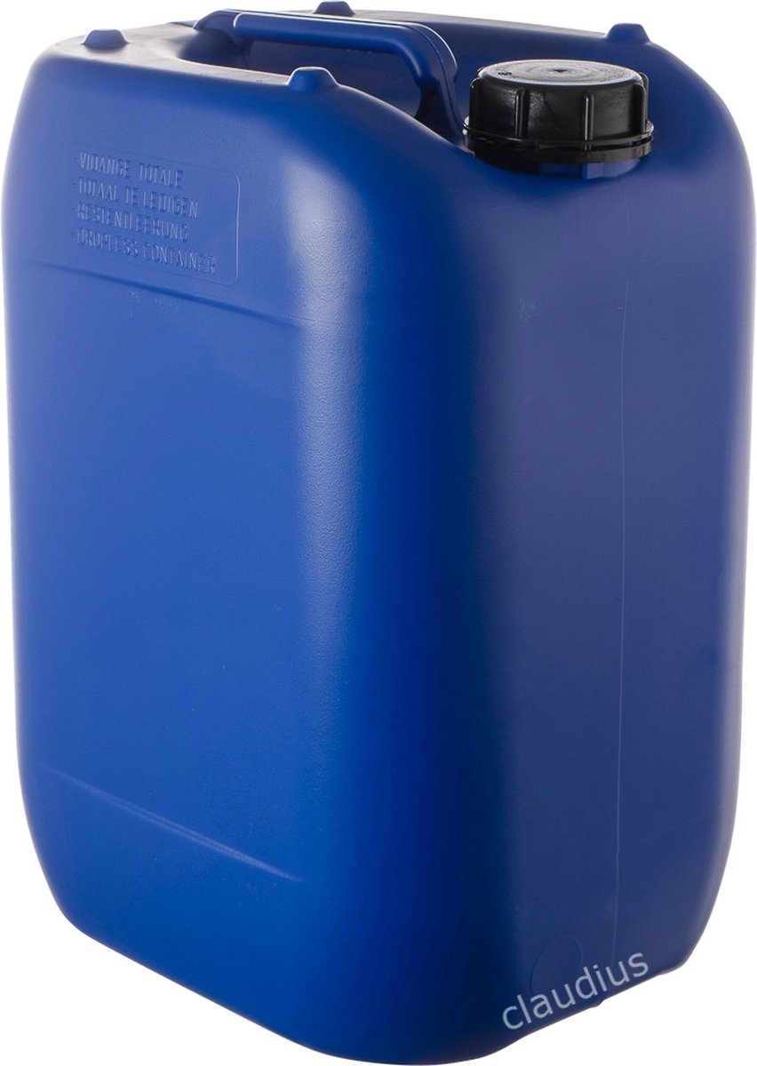 Jerrycan 20 Liter blauw | geschikt voor water | UN gekeurd | benzine | handig stapelbaar | food grade | inclusief dop | totaal te legen | noodpakket