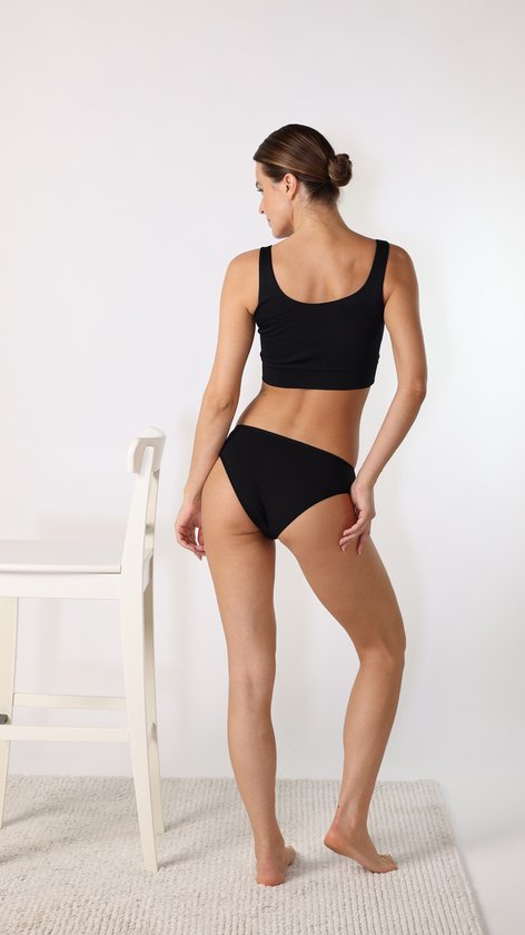 Sous-vêtements pour femmes – Sous-vêtements en coton pour femmes – Culottes pour femmes – Sous-vêtements pour femmes, lot de 6 culottes de bikini douces – Zwart – Taille L