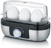 Eierkoker 3 eieren - Ei timer - Geborsteld roestvrij staal/zwart