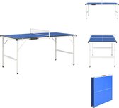 vidaXL Tennistafel - Compacte indoor speeltafel - Blauw - MDF en staal - 152 x 76 x 66 cm - 16 kg - Tafeltennistafel