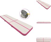 vidaXL Opblaasbare sportmat - 800 x 100 x 20 cm - hoge-dichtheid PVC - roze/grijs - Yogamat
