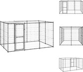 vidaXL Hondenkennel - Gepoedercoat staal - 330 x 220 x 180 cm - Met dak en deur - Kennel