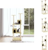vidaXL Kattenmeubel - Sisal krabpalen - Comfortabele huisjes - 60 x 54 x 141 cm - Crème - Krabpaal