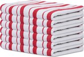 Keukenhanddoeken, rood, 6-100% katoen, rieten, gestreept patroon met ophangoog, zeer absorberend, professionele kwaliteit, duurzaam, wasbaar in de machine, 45 x 70 cm