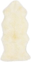 Designer schapenvacht vloerkleed 135 x 60 cm patchwork Ivoor wit; Wit | Hoogpolig vloerkleed natuurlijke vorm..
