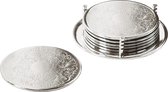Set van 6 onderzetters Brugge (diameter 9 cm) in zilver - schotel als glazen onderzetters, onderzetters voor glazen, kopjesonderzetters - in rond voor pot, kaarsen, glazen, drankjes ipv bierviltjes