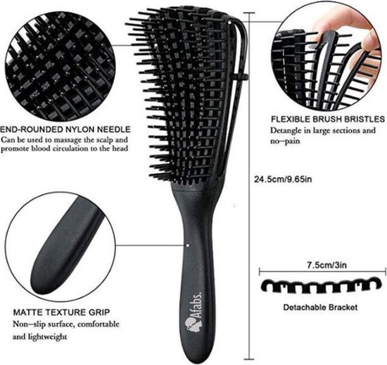 Brosse à cheveux anti-enchevêtrement Afabs® | Brosse démêlante | Brosse démêlante | Peigne pour boucles | Brosse à cheveux crépus | Jaune pastel
