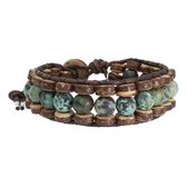 Bela Donaco Armband Bohemian green B8 – Groen – Afrikaanse Turquoise – Kokos – leer