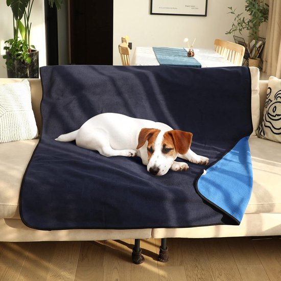 Pfimigh Waterdichte Honden Deken, 3-laags Flanel en Sherpa Huisdier Deken, Omkeerbare Beschermer Hoes voor Bed Bank Sofa, Grijs, 127x152cm