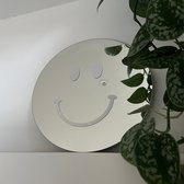 Zilveren Smiley Spiegel - 38cm - Rond