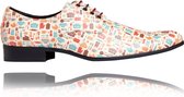 Kitchery - Maat 43 - Lureaux - Kleurrijke Schoenen Voor Heren - Veterschoenen Met Print