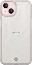 Casimoda® hoesje - Geschikt voor iPhone 13 - Vive La Vie - 2-in-1 case - Schokbestendig - Tekst - Verhoogde randen - Bruin/beige, Transparant