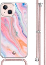 Casimoda® hoesje met rosegoud koord - Geschikt voor iPhone 13 - Pink Glam - Afneembaar koord - TPU/acryl - Roze