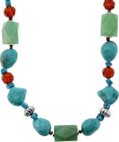 Behave Ketting met turquoise en bruine kralen