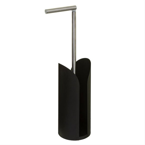 BTSKY Metalen toiletpapierrolhouder - matzwarte toiletpapierhouder in dierenstijl, vrijstaande en wandmontage toiletpapier opslagcontainer voor badkamer, huis, keuken, toilet (koe