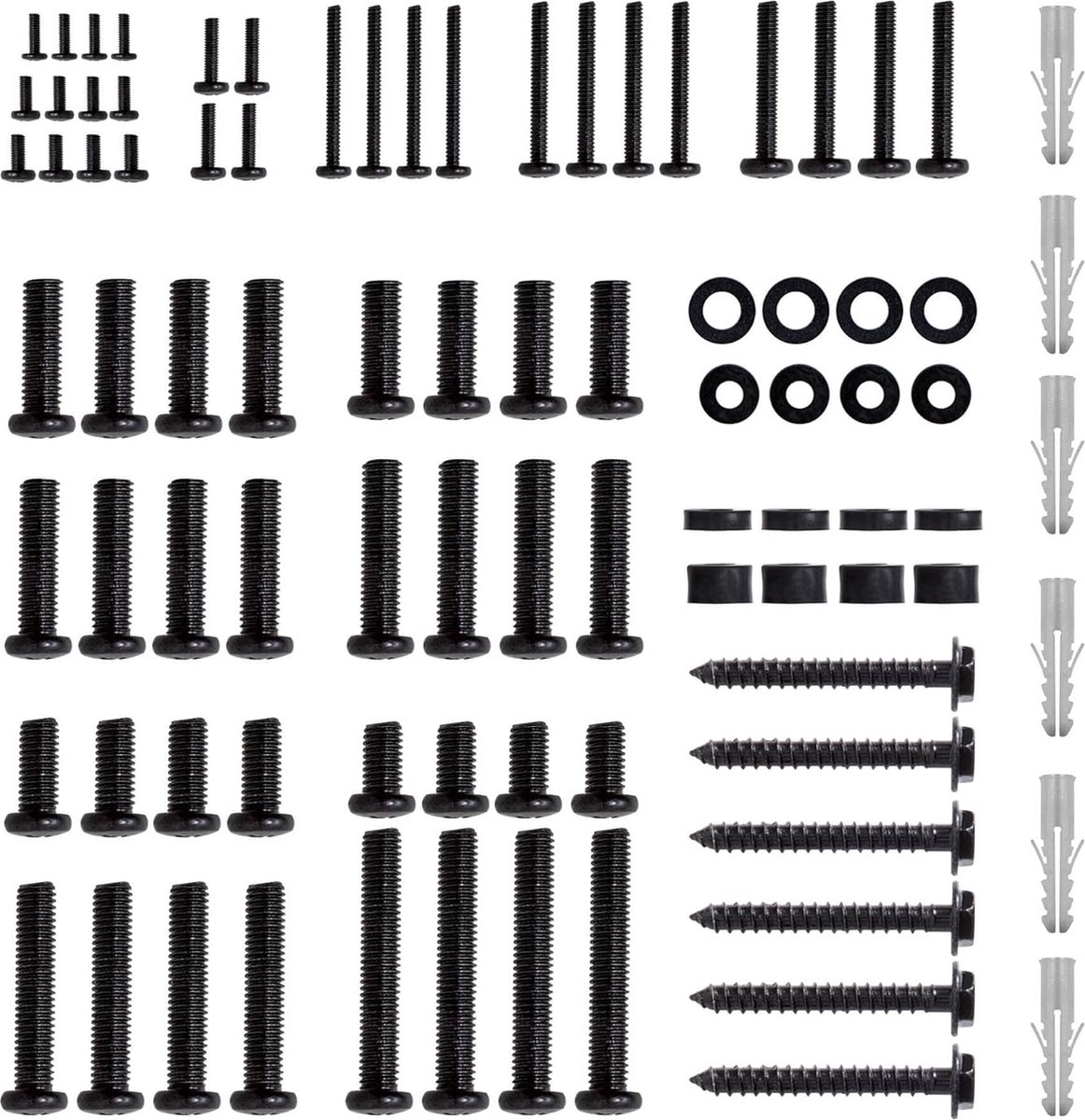 Zwarte TV-beugel Bouten Bevestigingsset M4, M5, M6, M8 Vesa Schroeven Sluitringen Voor Wandsteunen - alle TV-merken, inc. Samsung, Sony, LG, Panasonic, Toshiba - Monitor, Projector Mounts