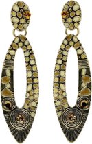 Boucle d'oreille Behave dorée avec pierre marron