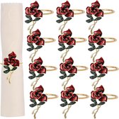 Napkin Rings – 12 Pieces Rose Napkin Ring Set Metal Flower Napkin Buckles Gold Napkin Rings Set Table Decoration for Wedding, Party, Banquet, Graduation, Birthday
