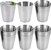 Stainless Steel Shot Glasses, Pack of 16 Stainless Steel Cups, Small Stainless Steel Cup Set, Portable Hip Flask Cups, Shot Glasses, Metal Cups, Stackable Drinking Cups, Shot Cups for Camping,