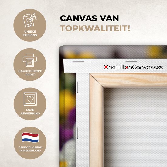 Toile Peinture Violettes Colorées - 180x120 cm - Décoration murale XXL