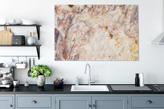 Peintures sur Toile - Marbre - Oranje - Marron - 140x90 cm - Décoration murale