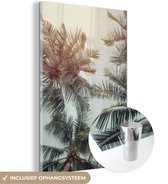 MuchoWow® Glasschilderij 100x150 cm - Schilderij acrylglas - Palmboom - Zomer - Tropisch - Foto op glas - Schilderijen