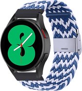 By Qubix Braided nylon bandje - Blauw - wit - Xiaomi Mi Watch - Xiaomi Watch S1 - S1 Pro - S1 Active - Watch S2