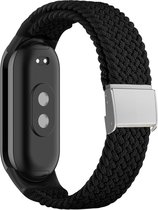 By Qubix compatible Xiaomi Smart band 8 bandje - Braided nylon bandje - Zwart - Xiaomi mi band 8 bandje