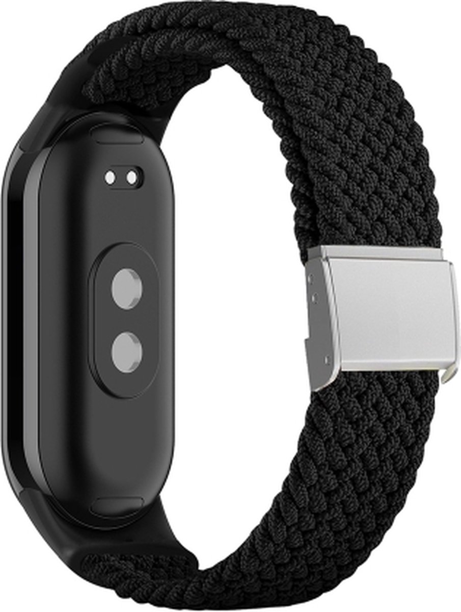 By Qubix - Braided nylon bandje - Zwart - Geschikt voor Xiaomi Smart Band 8 / 9 / 10