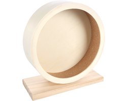 Hamster speelgoed – Flamingo Bogie Looprad – lichtbruin – L (28,5x31,5x12,5 cm) – houten looprad met kurklaag & stille kogellager – stevig & veilig – geschikt voor hamsters, ratten & eekhoorns