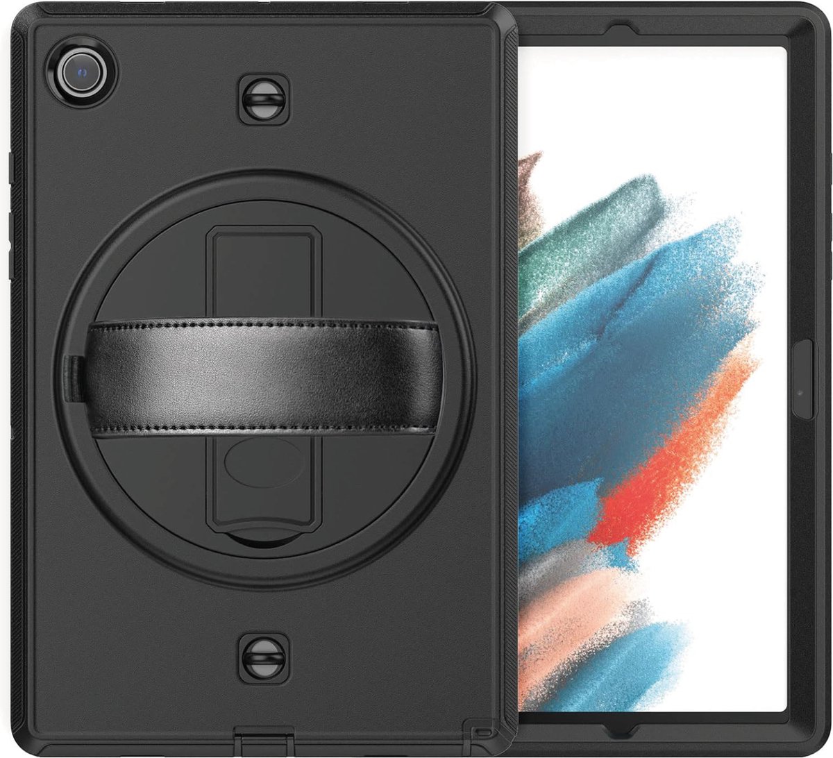 Strap Case - Geschikt voor Samsung Galaxy Tab A8 Hoes - 10.5 inch (2021) - Zwart