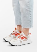 Sacha - Dames - Witte sneakers met oranje details - Maat 36