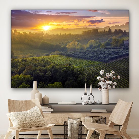 Tableau Toile Toscane - Paysage - Soleil - 150x100 cm - Décoration murale