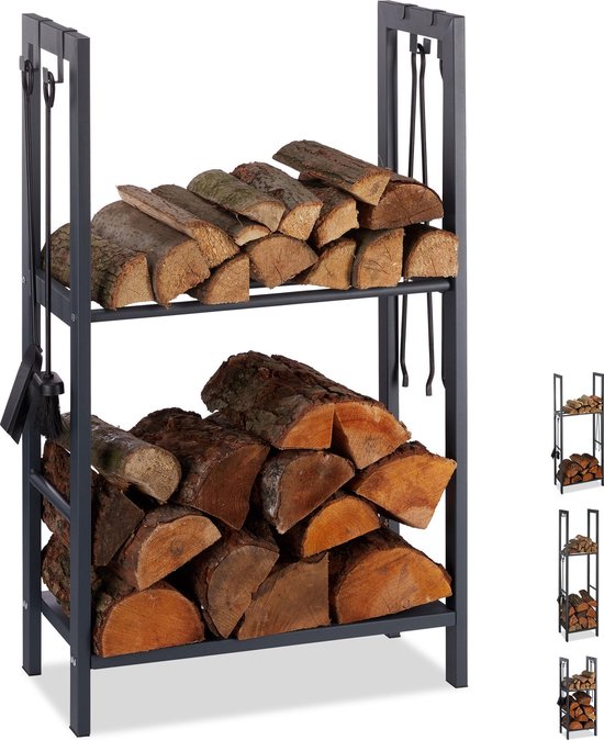 Relaxdays brandhout rek - haardhout opslag - haardhout rek - binnen &  buiten - 100 x... | bol.com