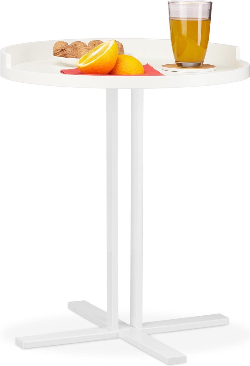 Relaxdays bijzettafel wit, woon- & kinderkamer, salontafel vierkant, modern design, HBD: 45 x 55 x 55 cm, wit