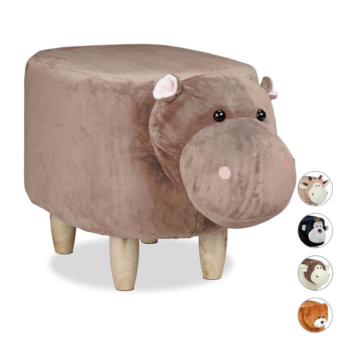 Relaxdays Dierenkruk leeuw, decoratieve kruk voor kinderen, afneembare