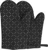 Oven Gloves, Black, 1 x Pair of Oven Gloves, Heat Resistant up to 250 °C, Non-Slip Silicone
